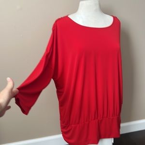 Chico’s red flattering top w/banded bottom 3/4 sleeves Chicos sz 3 like new